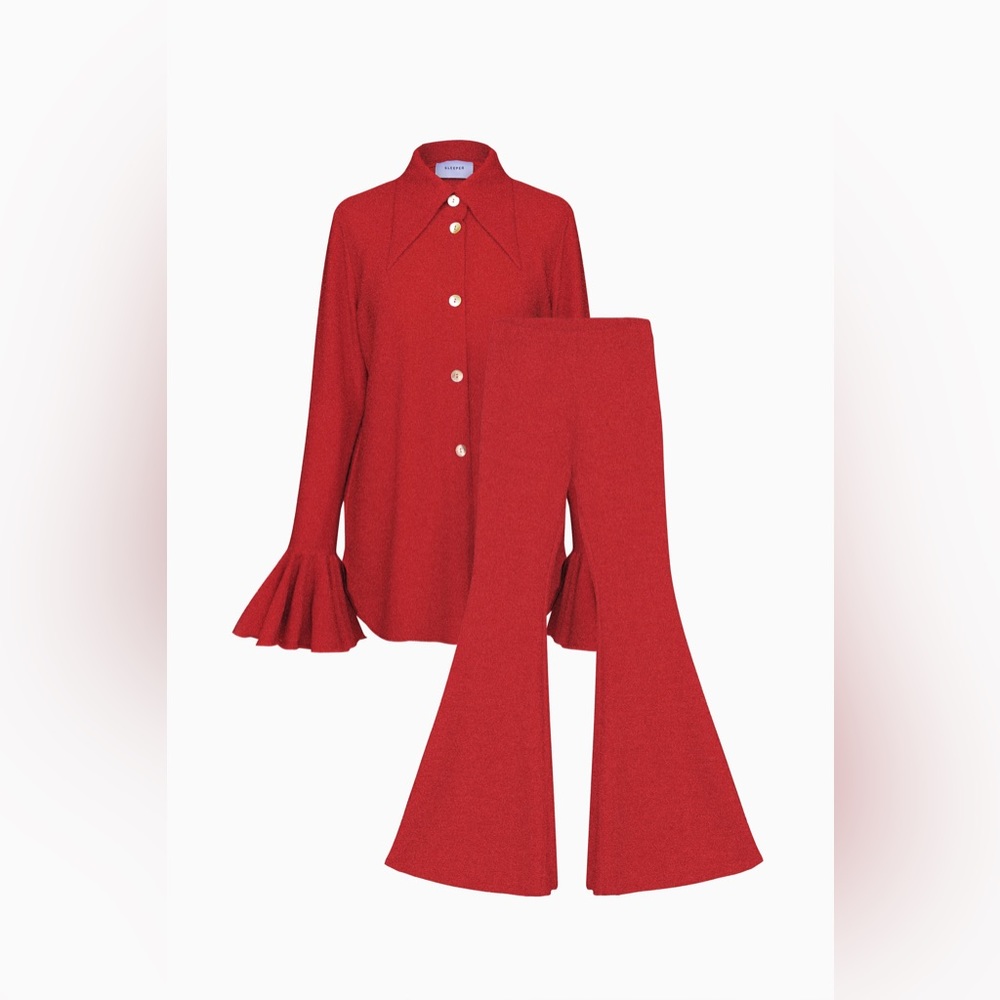Sleeper Red Lurex Lounge Suit with Pants size Medium NWT